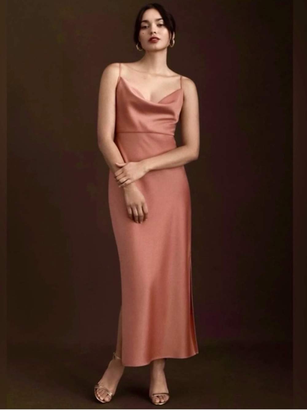 NEW BHLDN Anthropologie Cali Cowl Neck Midi Slip Dress NWT Size 12 Sedona